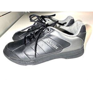 Dexter Mens Black Lace-Up Bowling Shoes Size 10 Leather & Fabric